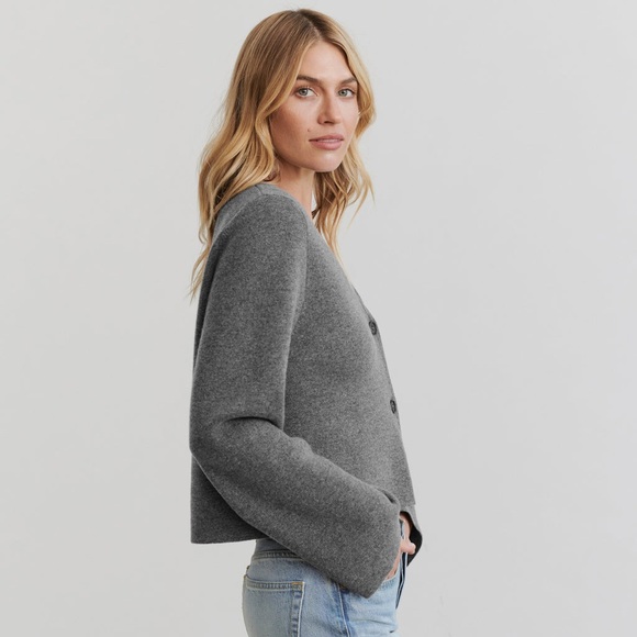 Jenni Kayne Chelsea Cardigan Grey Derby Wool & Cashmere Size Small - Picture 2 of 8